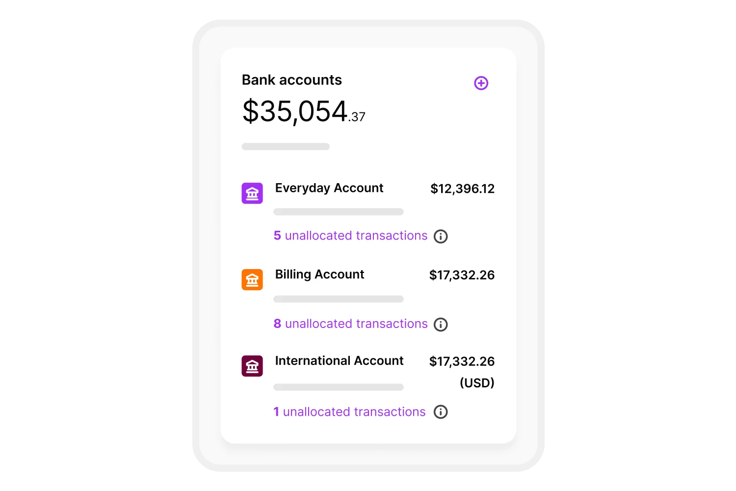 Sync bank accounts with your MYOB software so you can quickly reconcile expenses and view your Business' financial data. Depending on your plan, you may be able to connect multiple accounts like your everyday account, billing account or even an international account. 