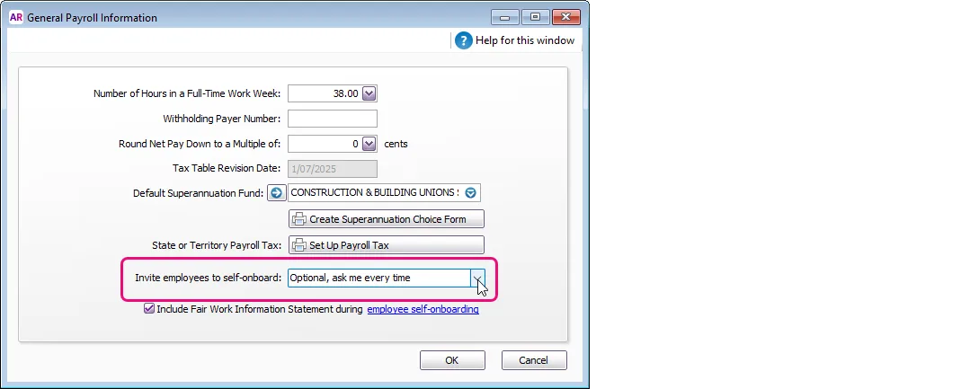 Self-onboarding preference set to optional