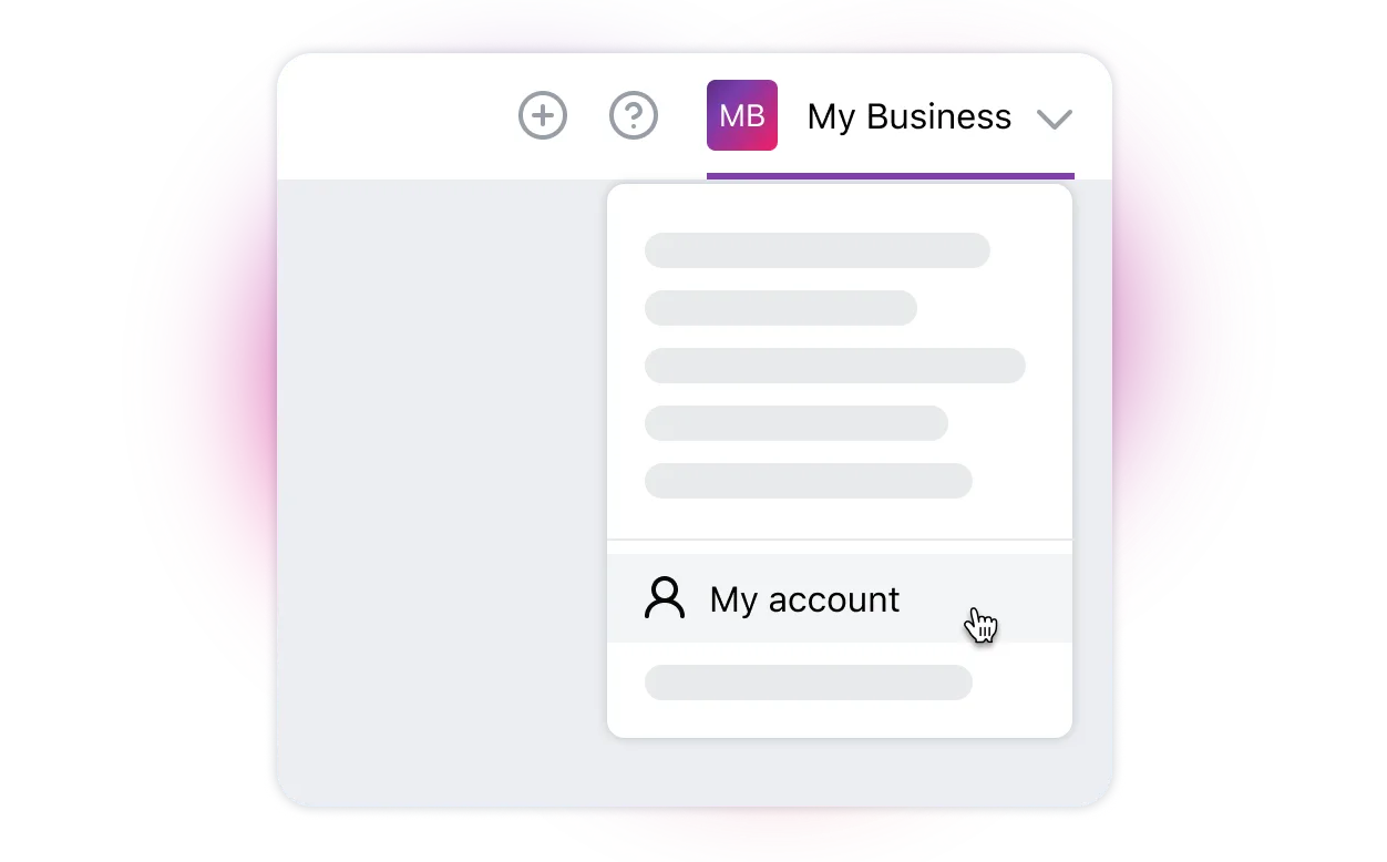 Image showing the My Account option in the My Business drop-down