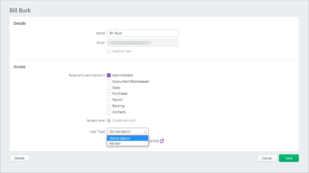 Edit and delete users