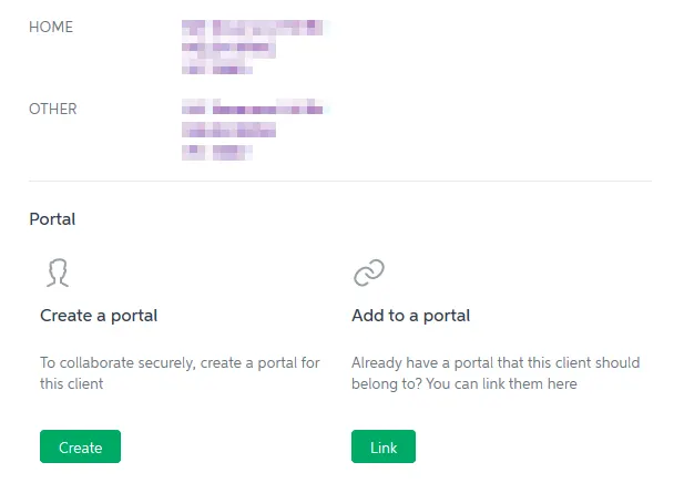 Home and other information displayed above Create a portal and Add to a portal options.