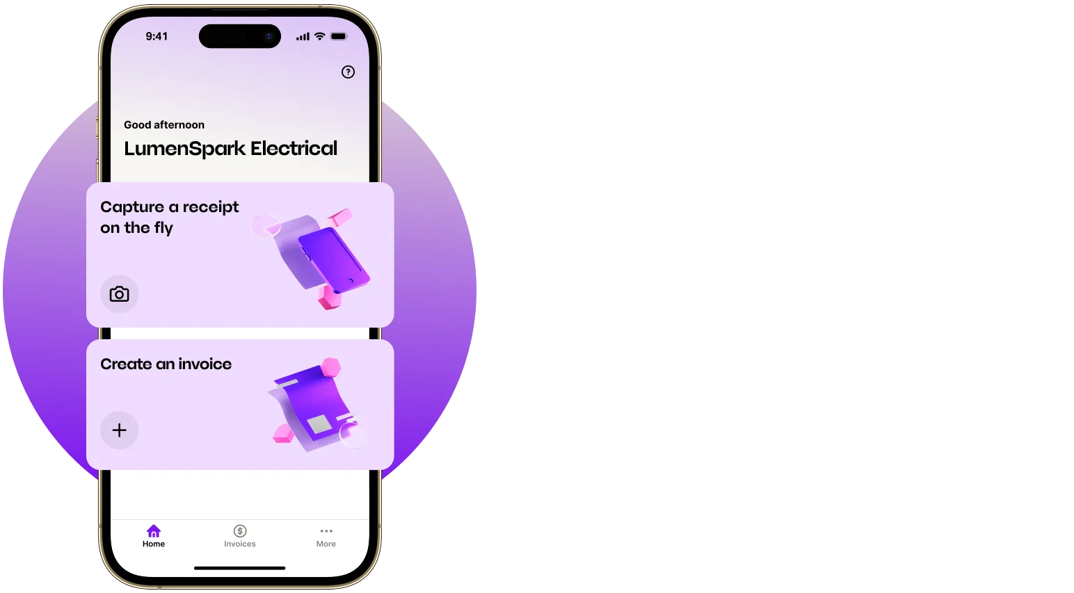 Example MYOB App screen