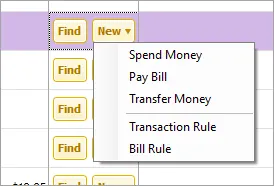 Create new transaction from Bank Feeds window
