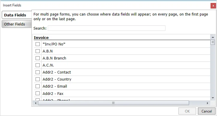 Add text and fields to forms