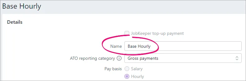 Base Hourly wage pay item