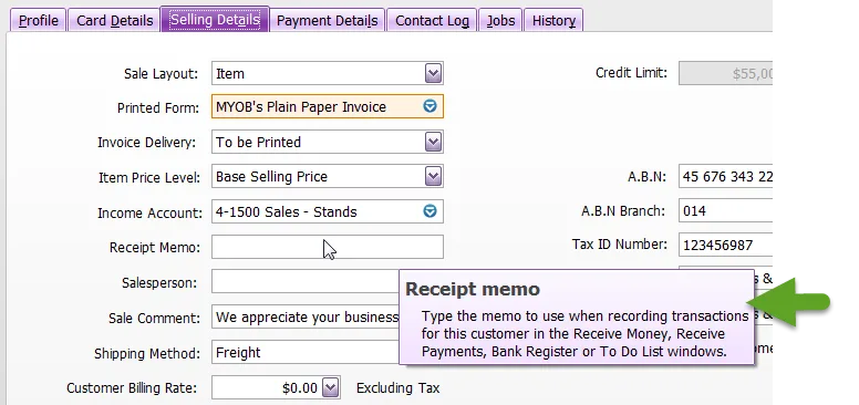 Mouse pointer hovering over a field with field help shown