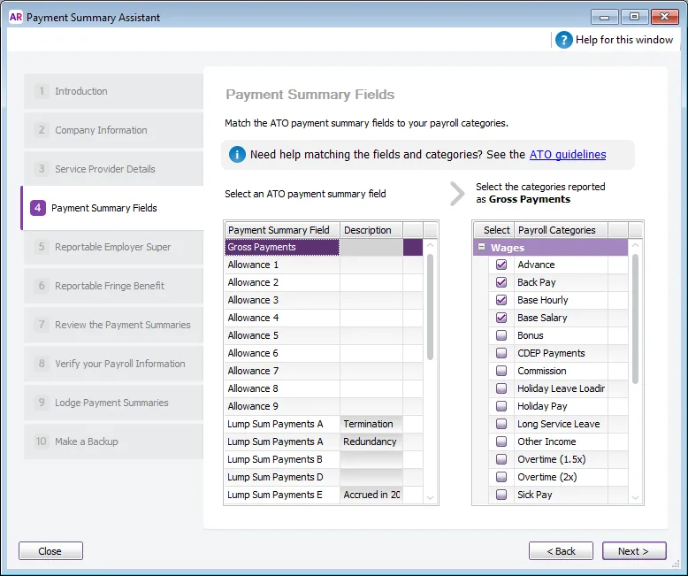 paymentsummaries fields