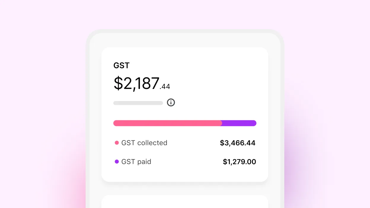 Bar graph demonstrating how MYOB software has automatically calculated GST paid and GST collected.