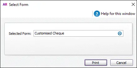 AccountRight Customised Cheque