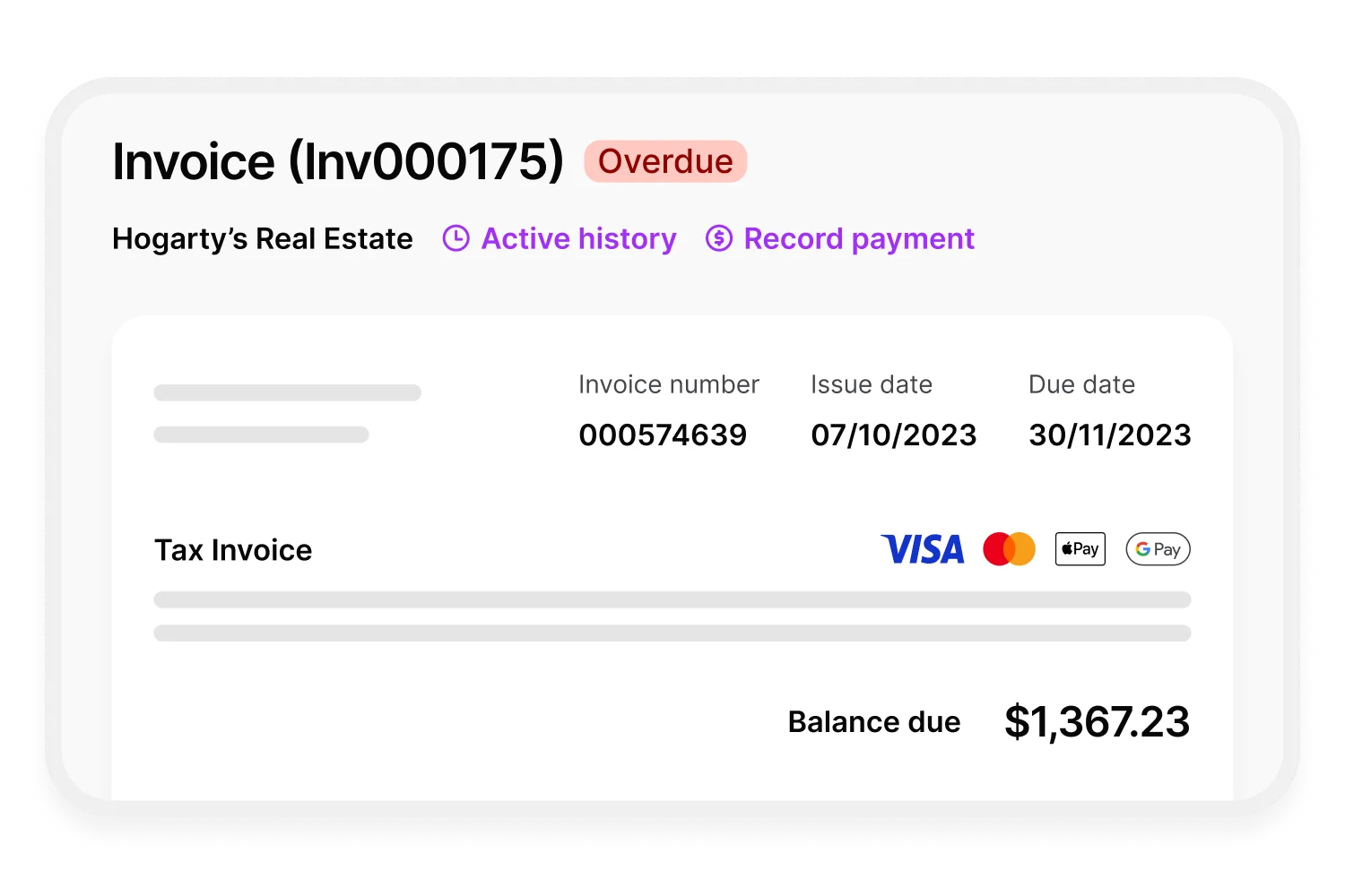Create and send custom invoices directly to your customers.