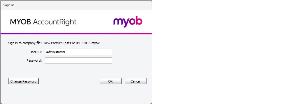 Example prompt to sign in with user ID and password