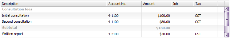 Add headers, subtotals and lines to sales
