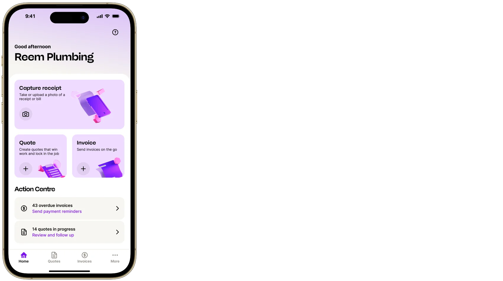 MYOB Assist home screen