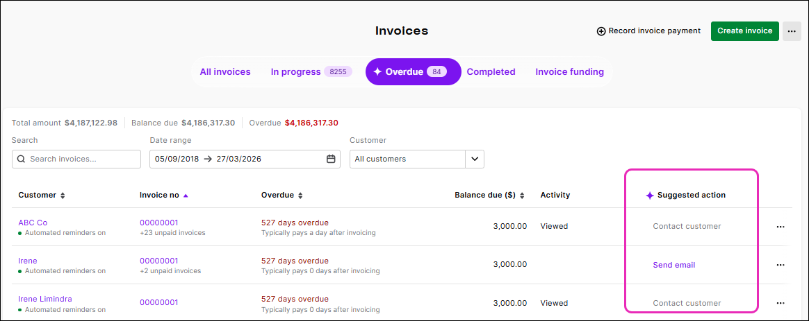 Viewing invoices