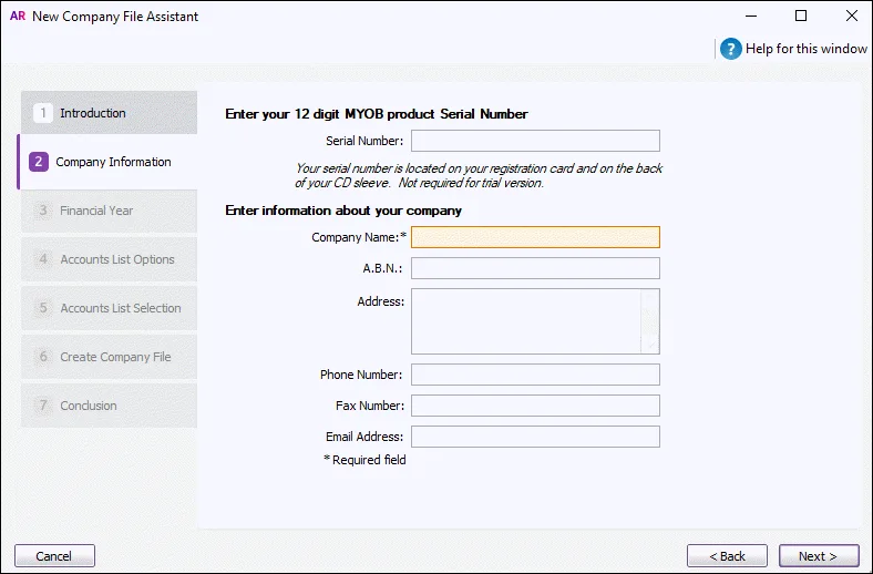 Create a company file
