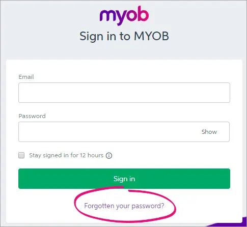 Sign in prompt with forgotten your password link highlighted