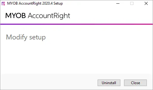 MYOB AccountRight Modify setup