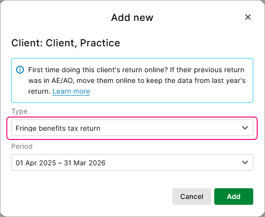 Adding an FBT return