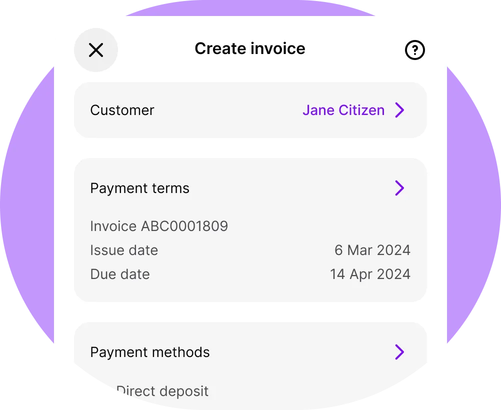 Solo mobile app screen - Create Invoice