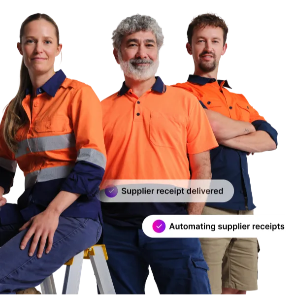 Tradies saving time and automating receipt management with MYOB's supplier connect.