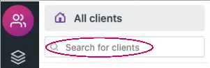 Search for clients highlighted below All clients in the client sidebar