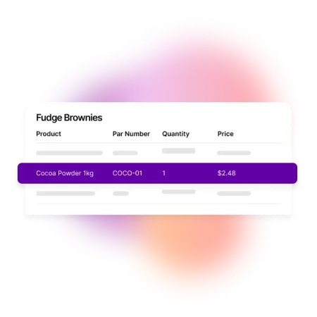 A rendering of the MYOB CRM Bill of Materials screen.