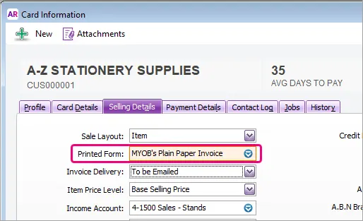 Pure Form Defaults Set the default forms to use when emailing or printing