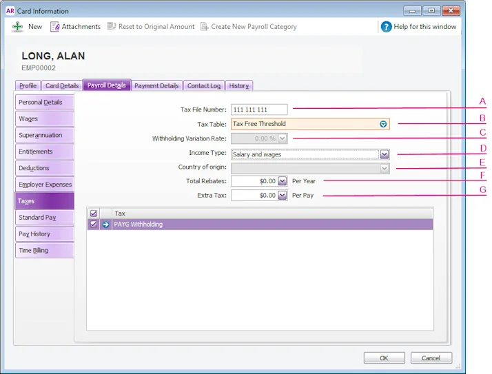 Employee File Number Enter employee payroll information