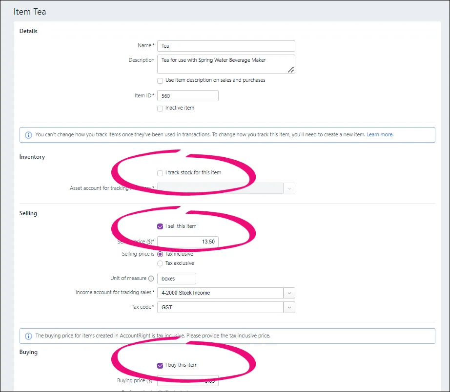 Inventory method cannot be changed after item has been used in a transaction