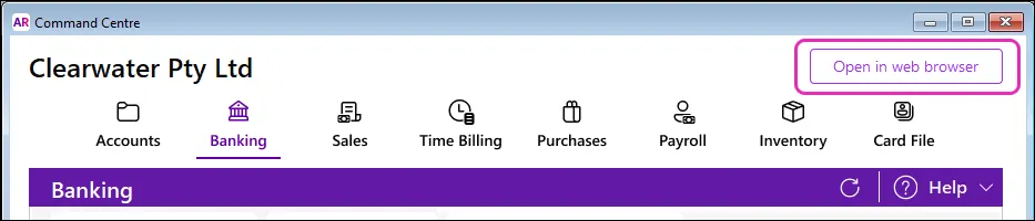 Just click Open in Browser in any command centre