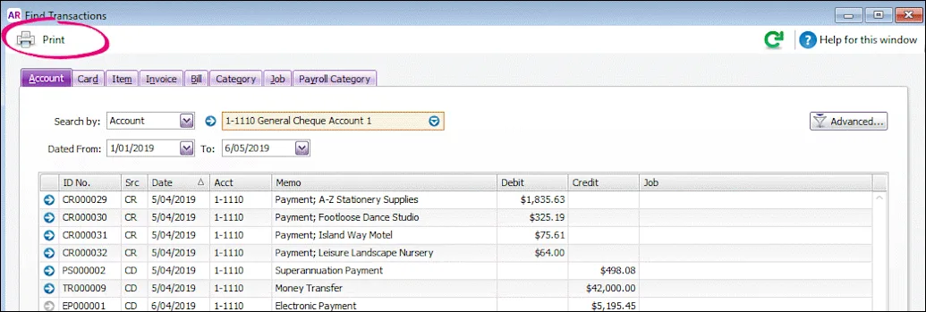 Finding a transaction