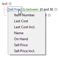 Sell price clicked with options shown