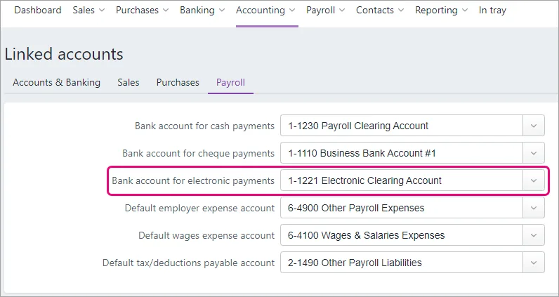 Electronic clearing account