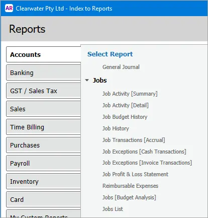 Job reports list