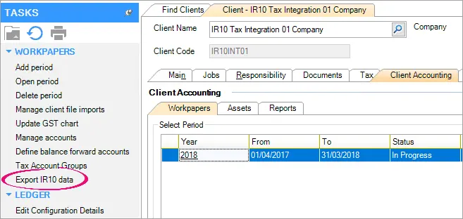 Ir10 Form Example Export and import IR10 data