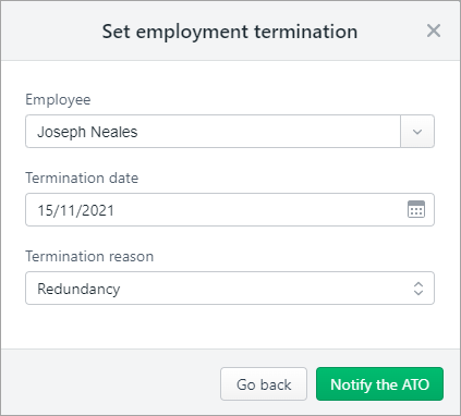 Terminate an employee in Single Touch Payroll reporting