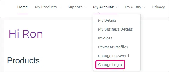 AccountRight my dot change login