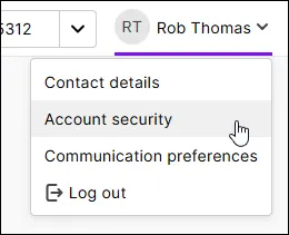 Account security in the My Account menu