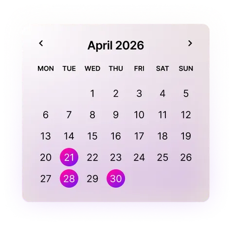 April EOFY calendar with key tax dates highlighted - 21, 28 and 30 April 2026