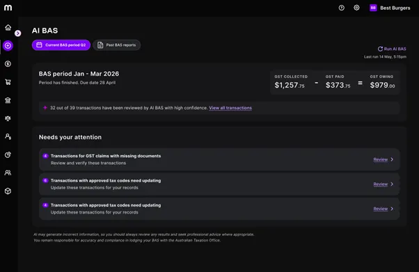 AI BAS opens in dark mode