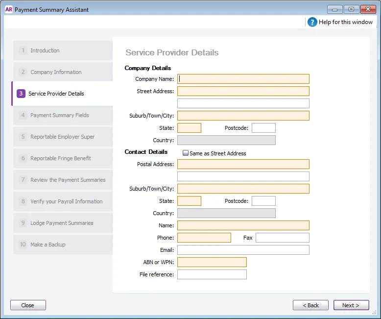 paymentsummaries serviceprovider