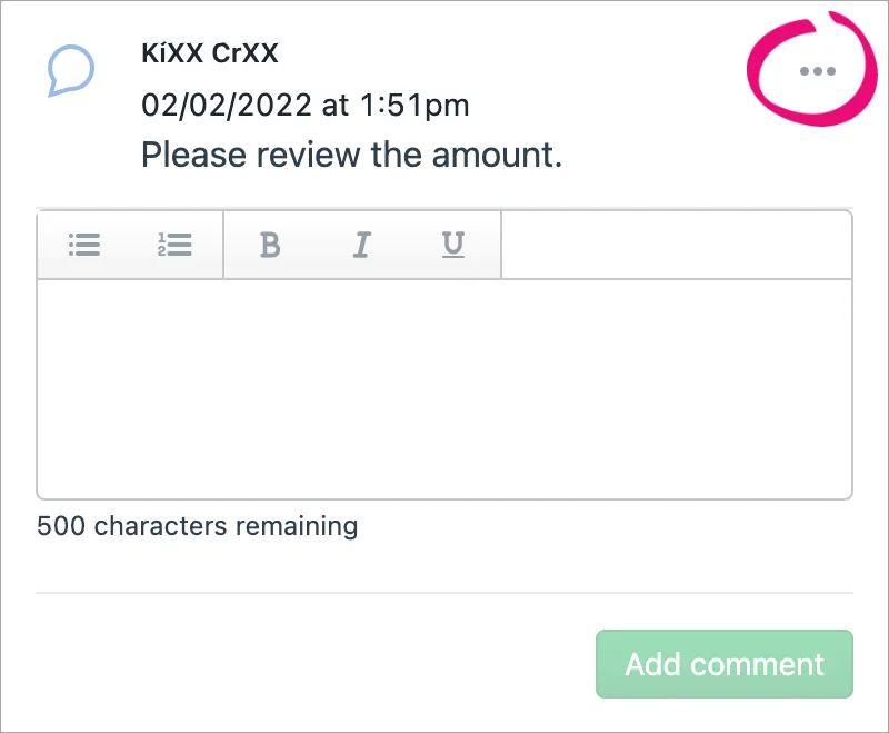The ellipsis highlighted in the top-right of the comment window.