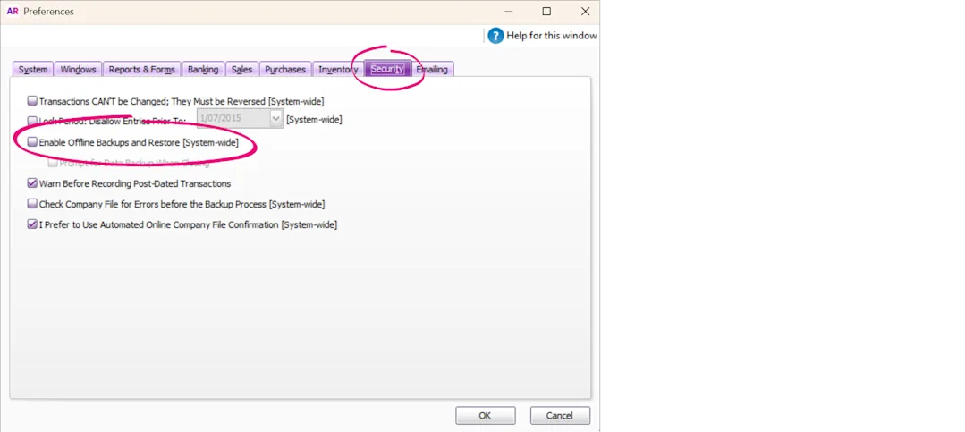 Copy Restore Example Restore a company file from an online backup
