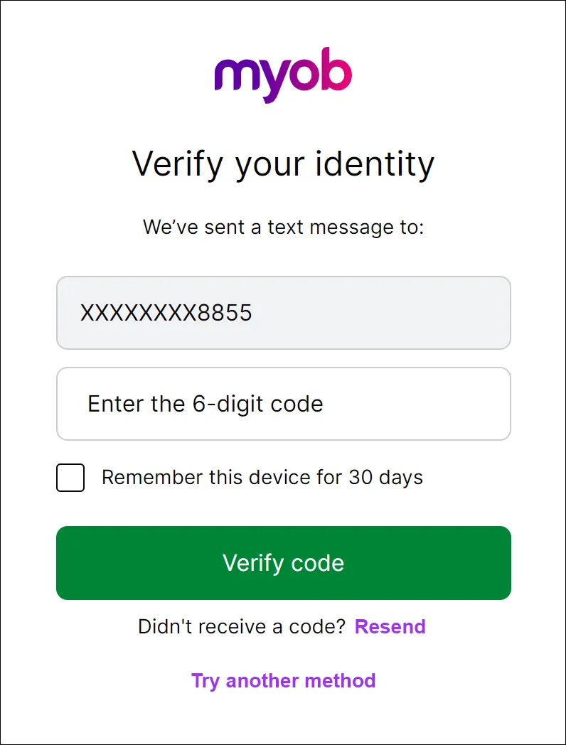 Prompt for SMS code