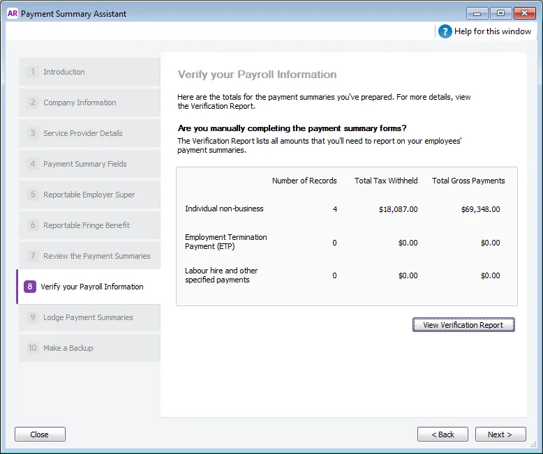 paymentsummaries verify