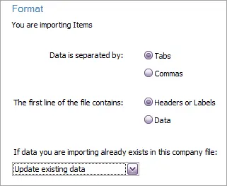 Database Incoming Sample Format Using an import template