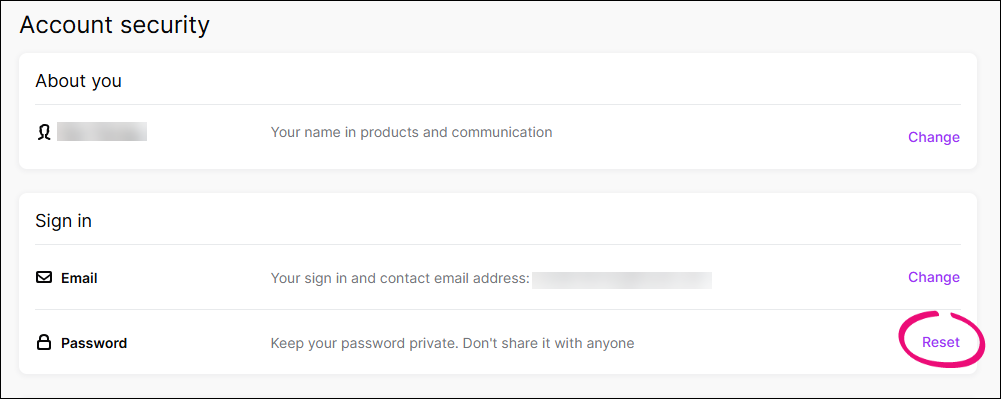 Change your signin password in My Account