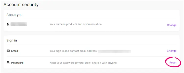 Change your signin password in My Account