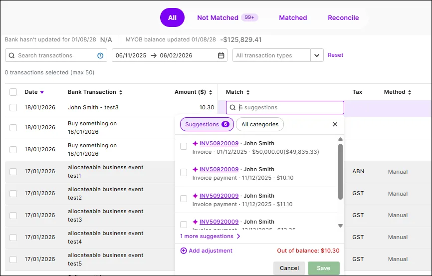Click into the suggestions to see and choose them
