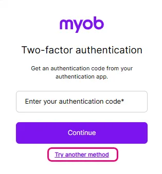 If you are prompted to verify your identity with your other 2FA method click Try another method.